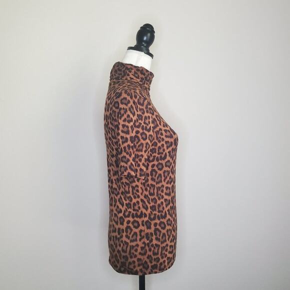 Michael Kors Leopard Print Turtleneck Top Small - Picture 2 of 7